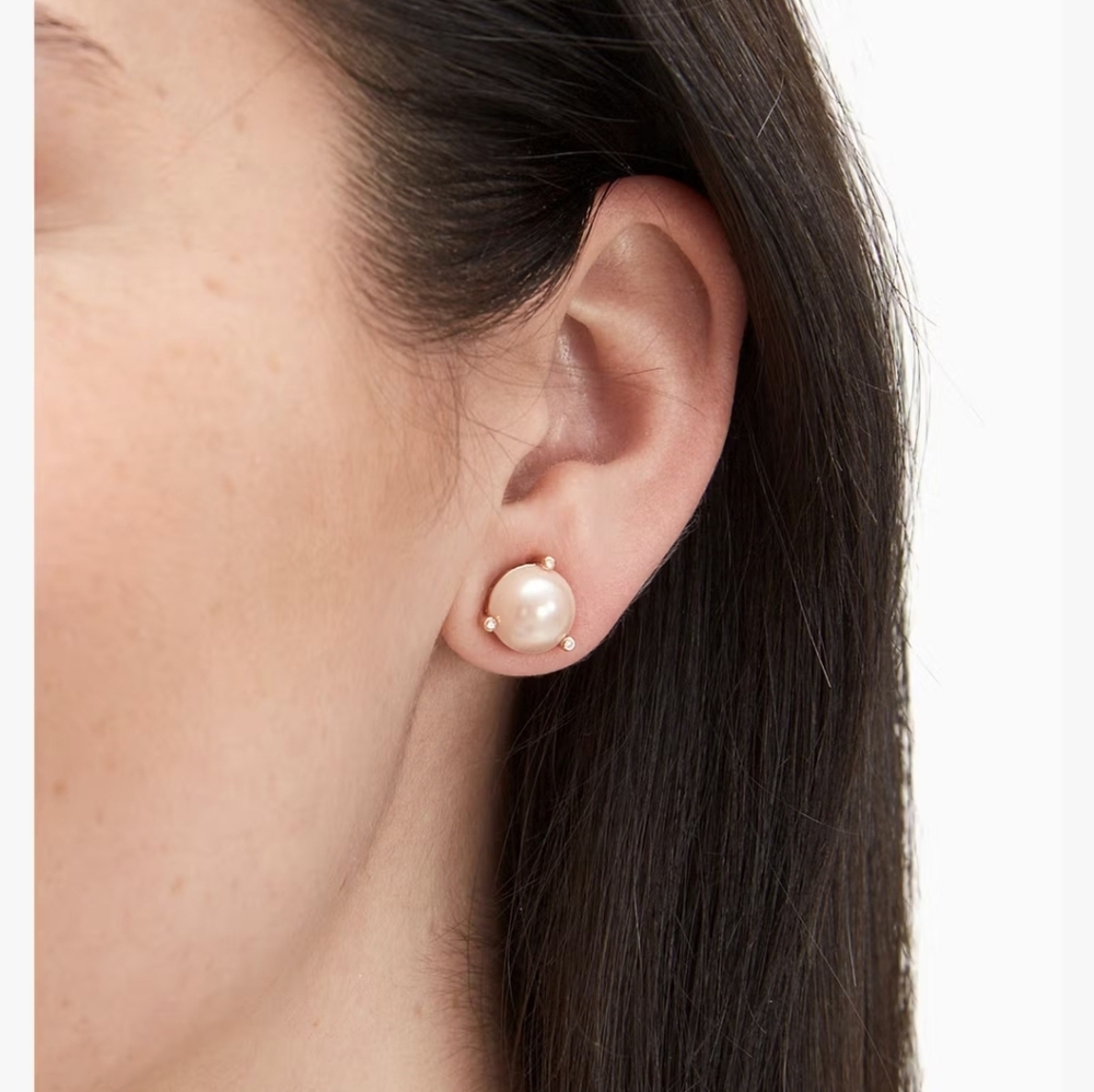 Kate Spade Rise & Shine Pearl Studs | Gold Tone | NWT - Picture 2 of 4